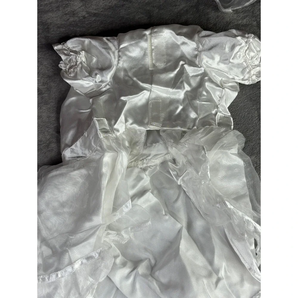Canine Wedding Dress with Veil Pet Large White‎ Satin Dog Bridal Gown NEW